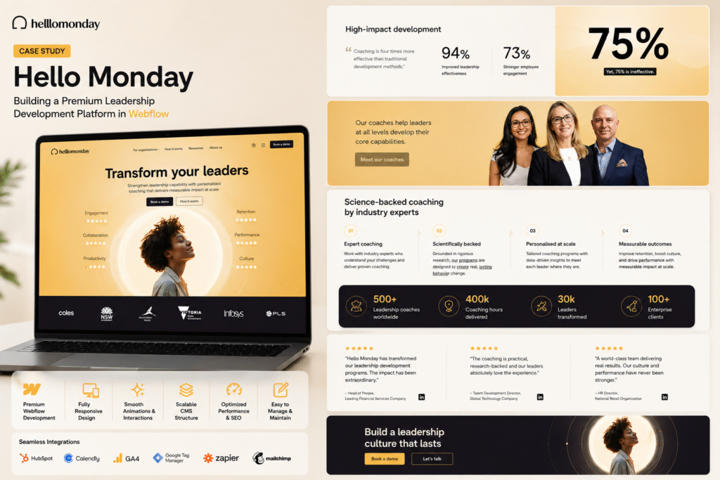 Hello Monday Case Study | Premium Leadership Website Built in Webflow