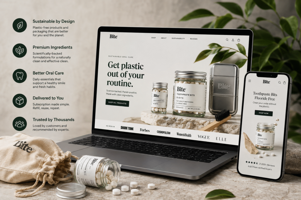 Bite Toothpaste Bits — Building a Premium Sustainable Ecommerce Experience